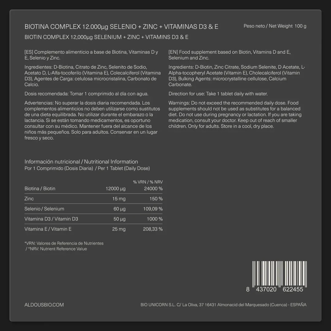 Biotina con Zinc, Selenio, Vitamina D3 y Vitamina E - Image 7